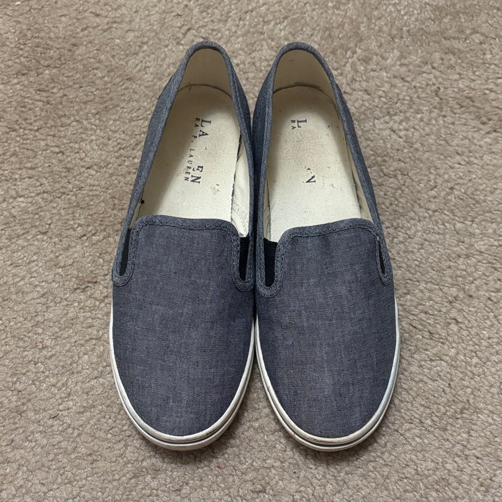 Ralph Lauren Gray Canvas Slip-On Sneakers